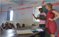 Janna Barkman working in a classroom in Anchetty, Tamil Nadu, India