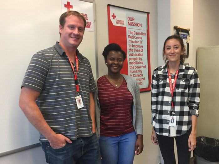  (L-R): Andew Johnson, CRC colleague, Nana Araba and Allison Everitt, Mentor and MDP Alumna