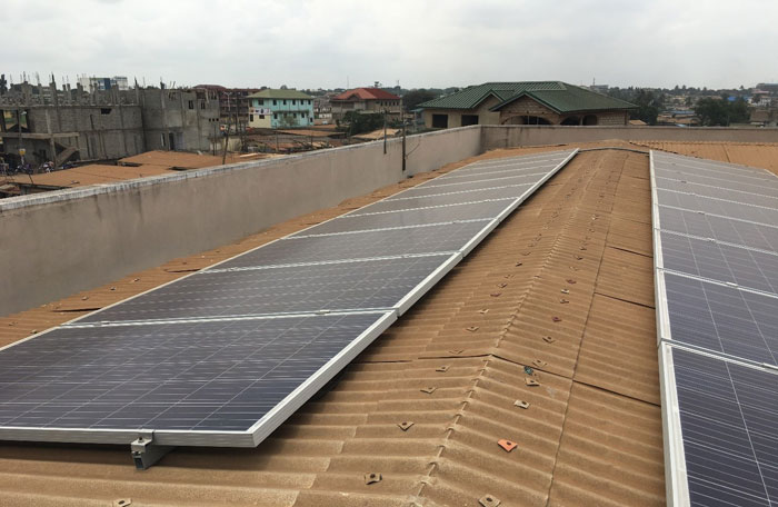 Solar energy panels at Amui Djor Housing Project 