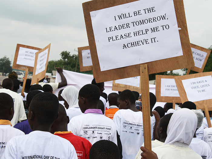 placards on Child's rights day