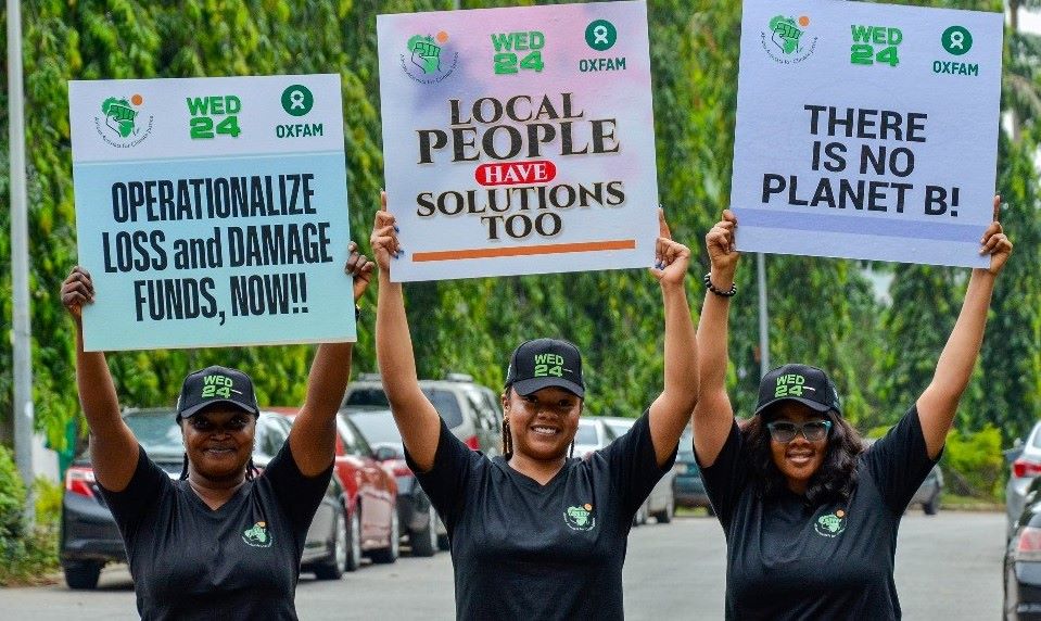 Chelsea Bannatyne with Oxfam Nigeria co-workers