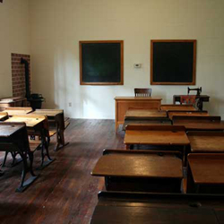 Classroom with old desks