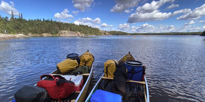 Canoes in the water