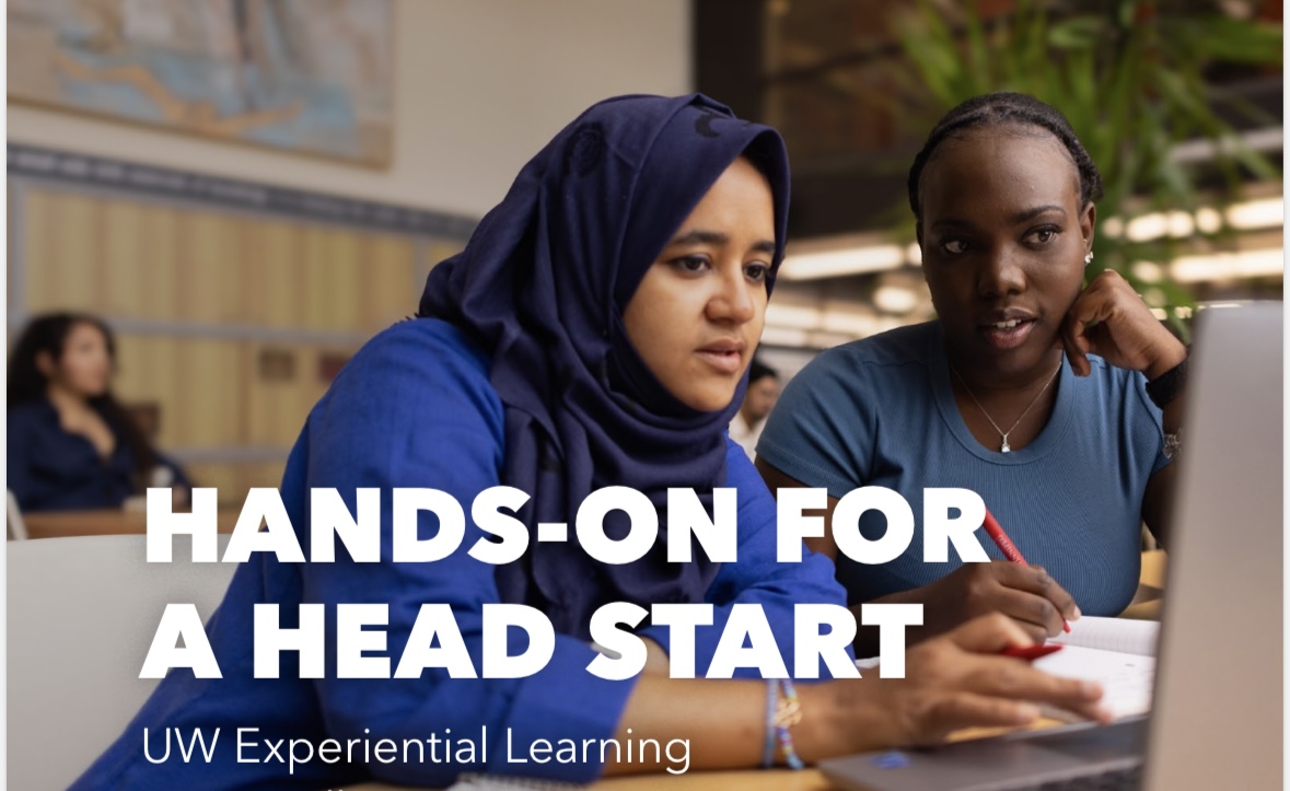 Red background white text reading "hands-on for a head start!"