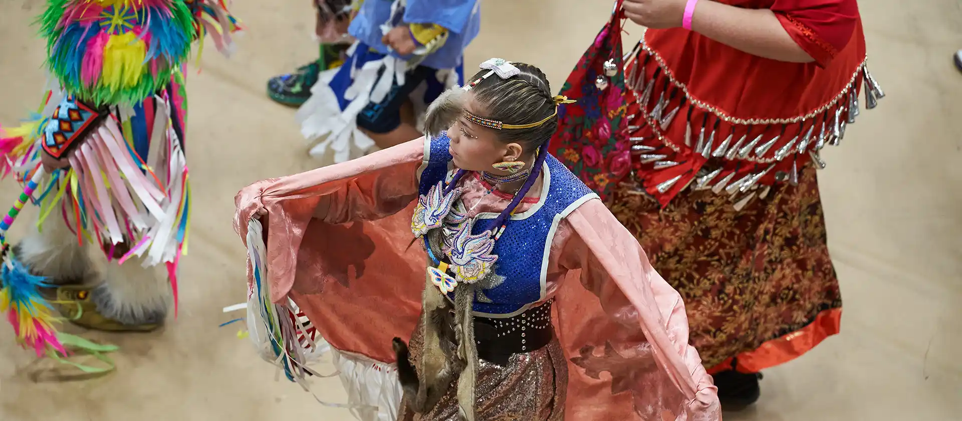 Pow Wow dancer in colourful traditional regalia