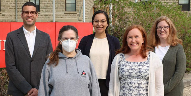 Back row (left to right): Dr. Yannick Molgat-Seon, Angeline Nelson, and Dr. Lisa Sinclair. Front row (left to right): Dr. Melanie Martin and Dr. Nora Casson.