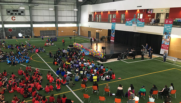 Performance on stage with spectators viewing.