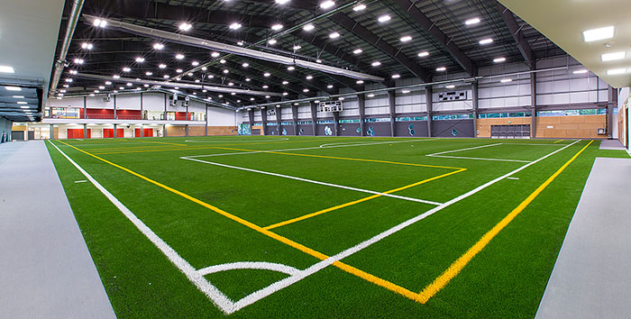 The Axworthy Health and RecPlex full field artificial turf. 