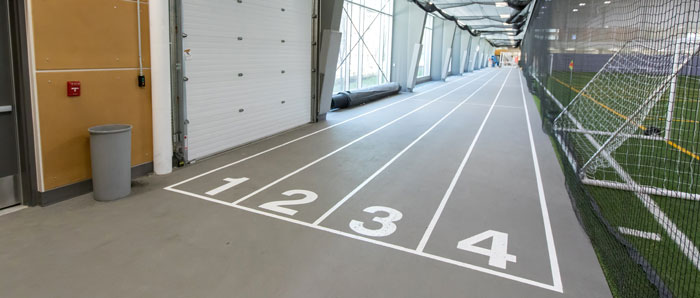 The Axworthy Health and RecPlex rubberized sprint track.