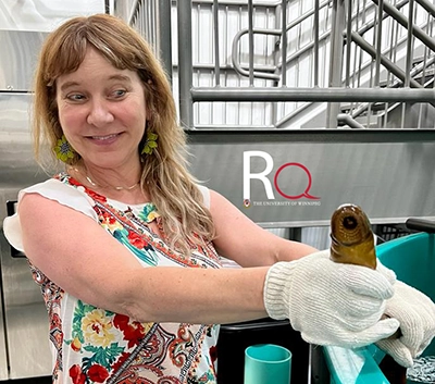 Sara Good holding a lamprey