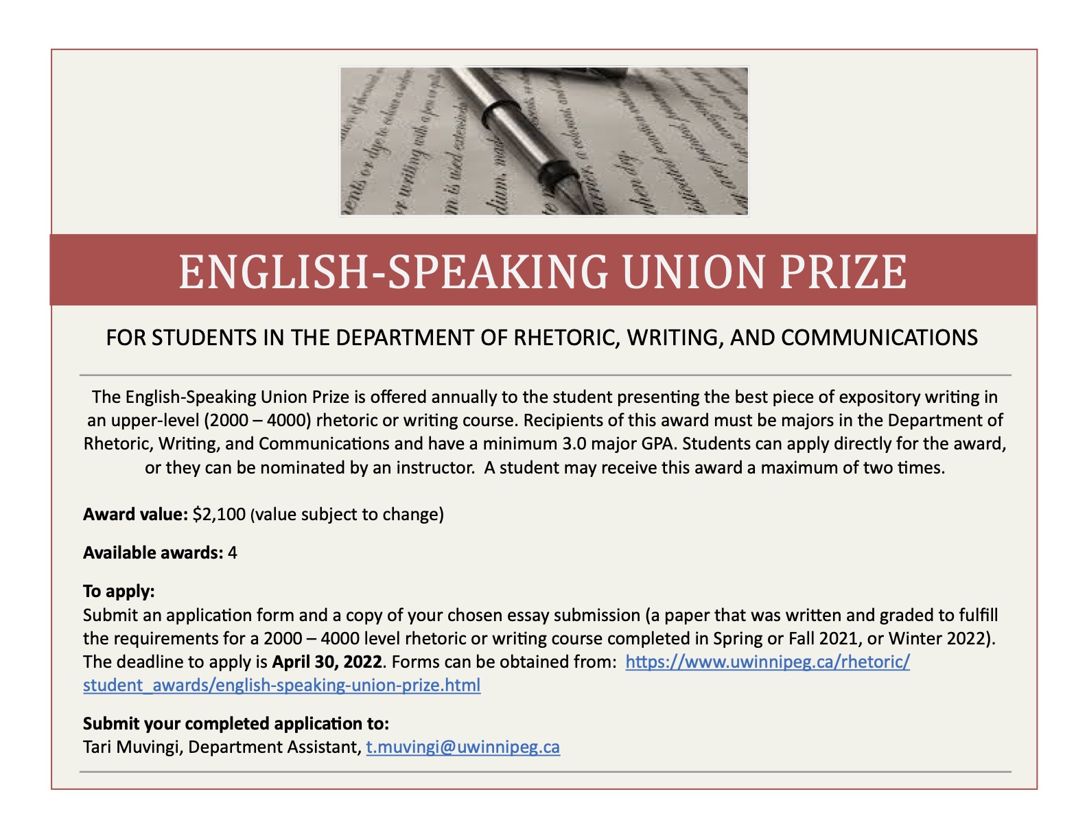 English-Speaking Union Prize Poster
