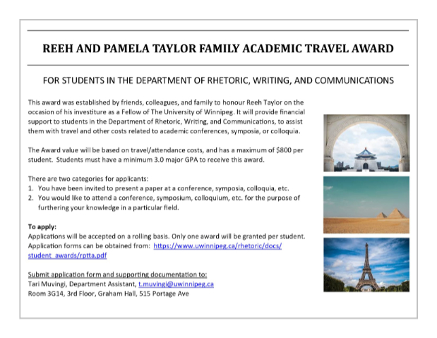 Reeh and Pamela Taylor Travel Award