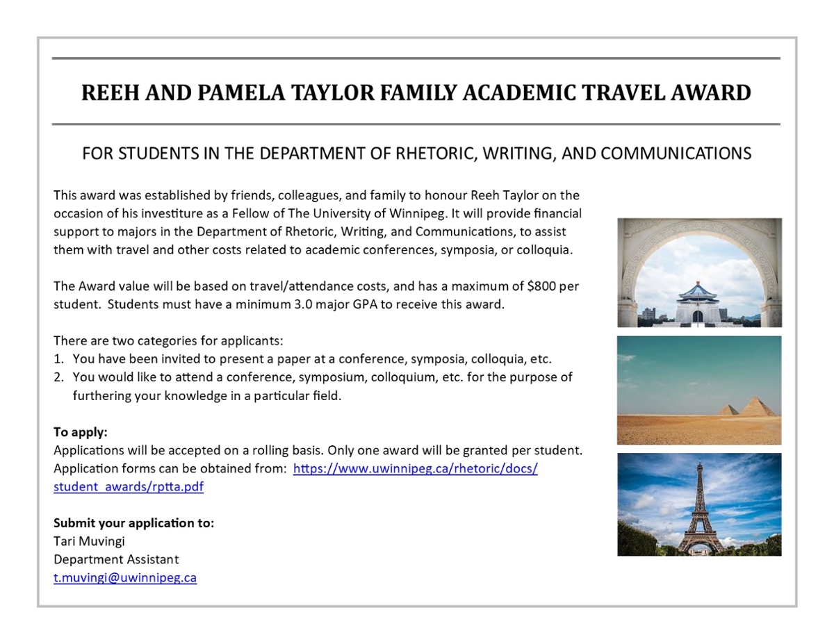 Reeh and Pamela Taylor Travel Award