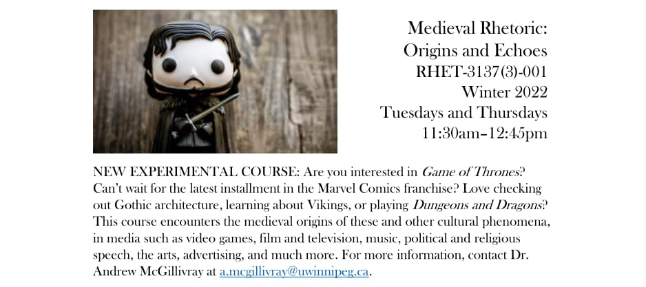Medieval Rhetoric, A Dr. Andrew McGillivray course