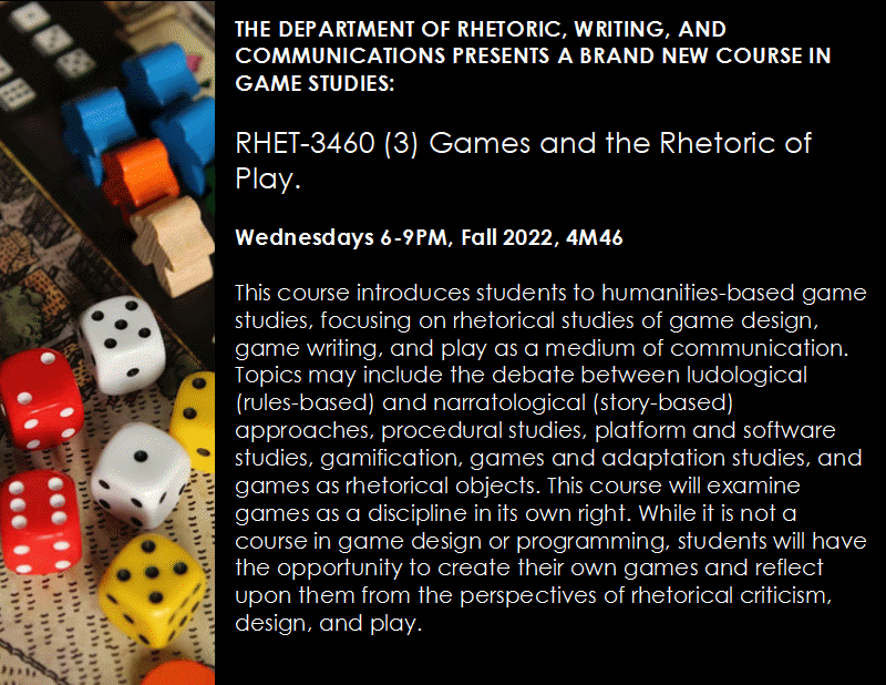 RHET-3460 Games and Rhetoric of Play