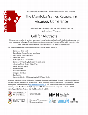 The Manitoba Games Research & Pedagogy Conference: Call for Abstracts