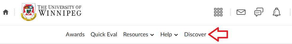 Nexus menu bar with the Discover link highlighted