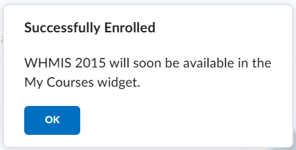 Successfully Enrolled confirmation dialog