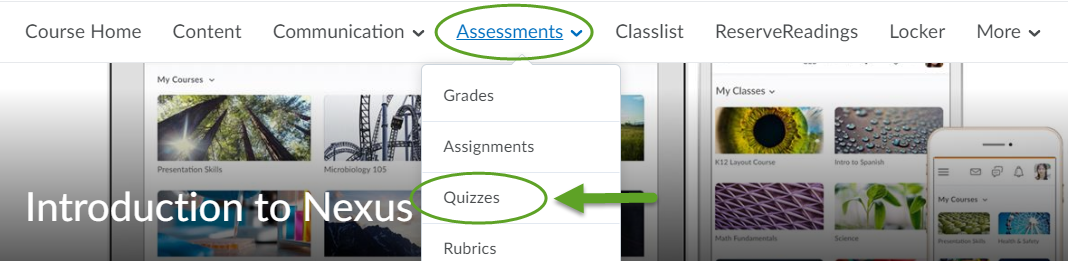 quizzes tool location