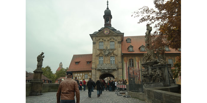 People entering an old building