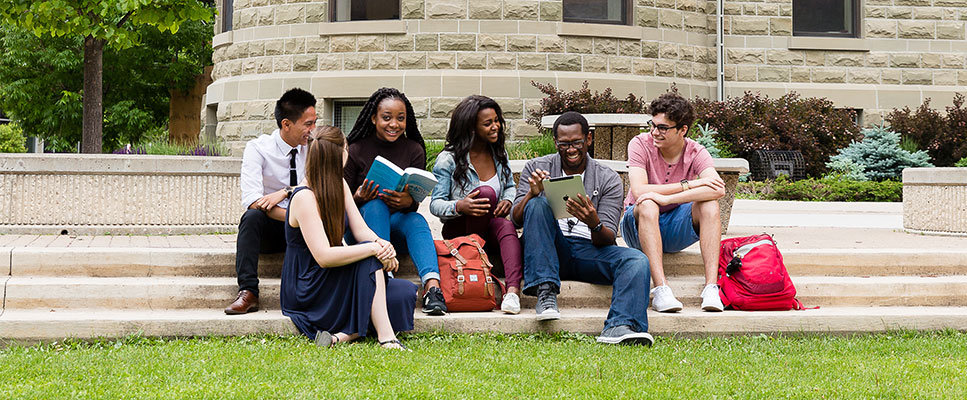 Students outside Wesley Hall