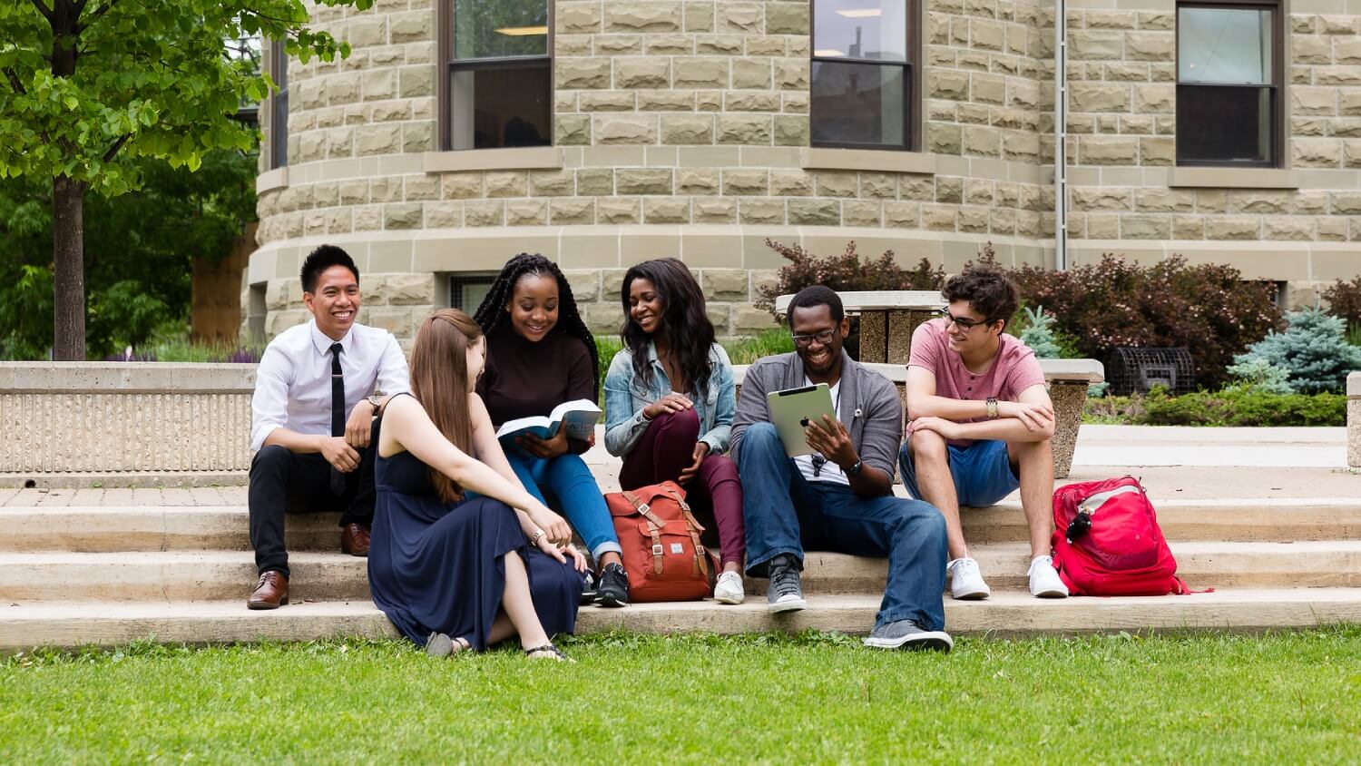 Students outside Wesley Hall