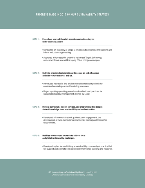 Updates on the four Sustainability Strategy goals.