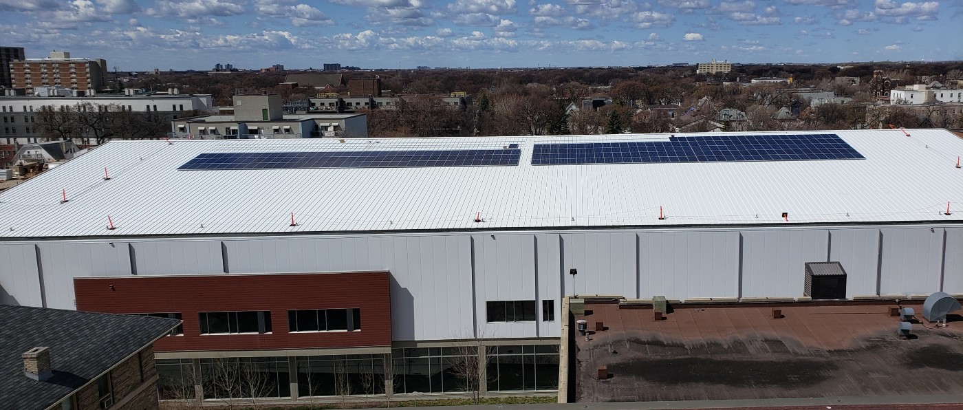 Solar Panels on the Axworthy Health and RecPlex rooftop