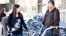 Students with bikes