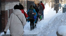 Photo of people walking in winter