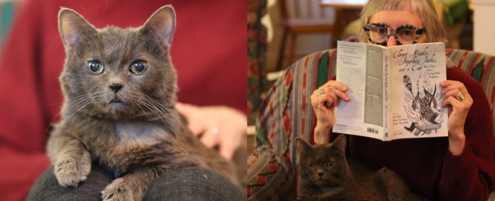 Pauline Greenhill and her cat Neko