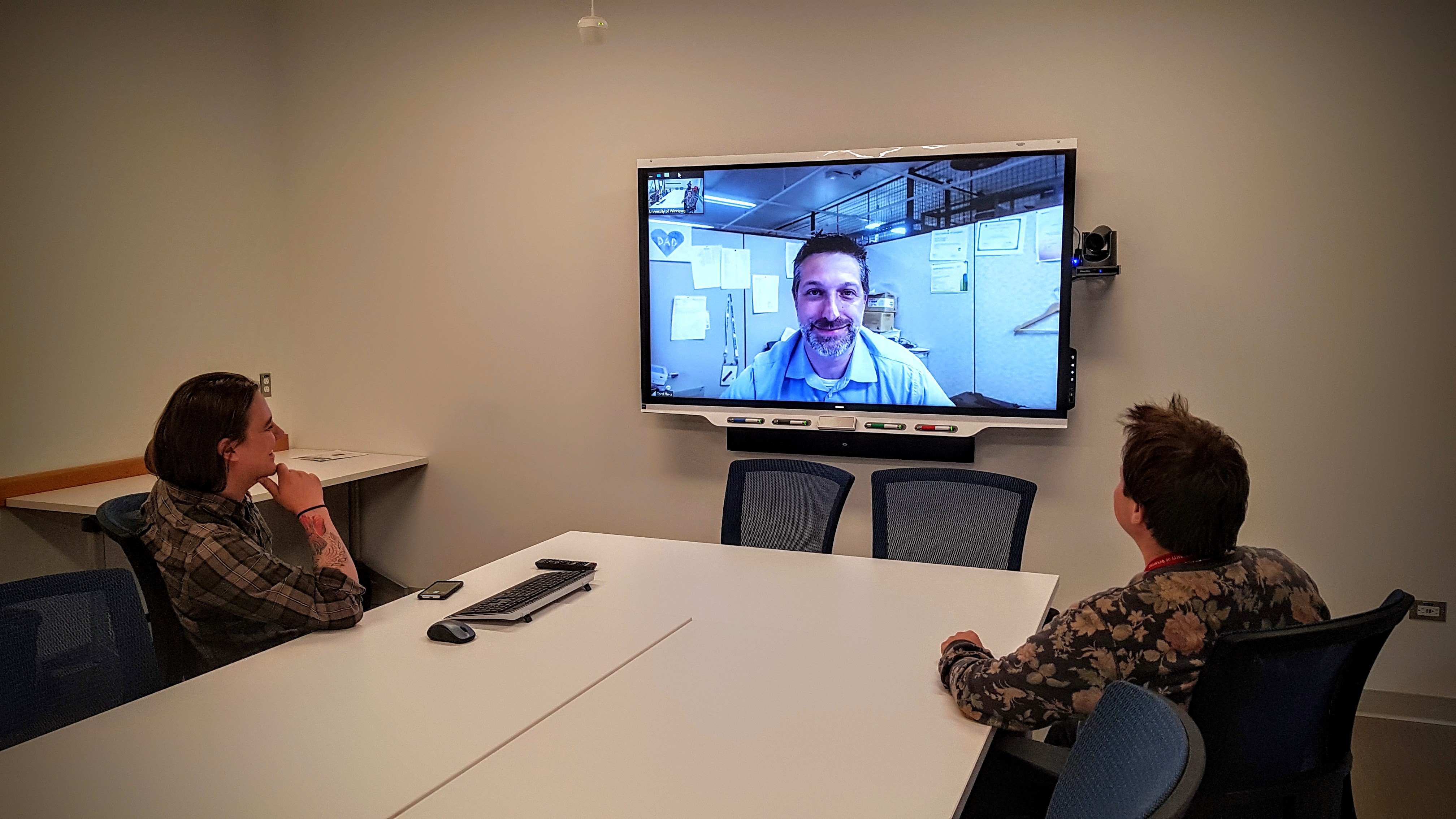 People in a video conference. 