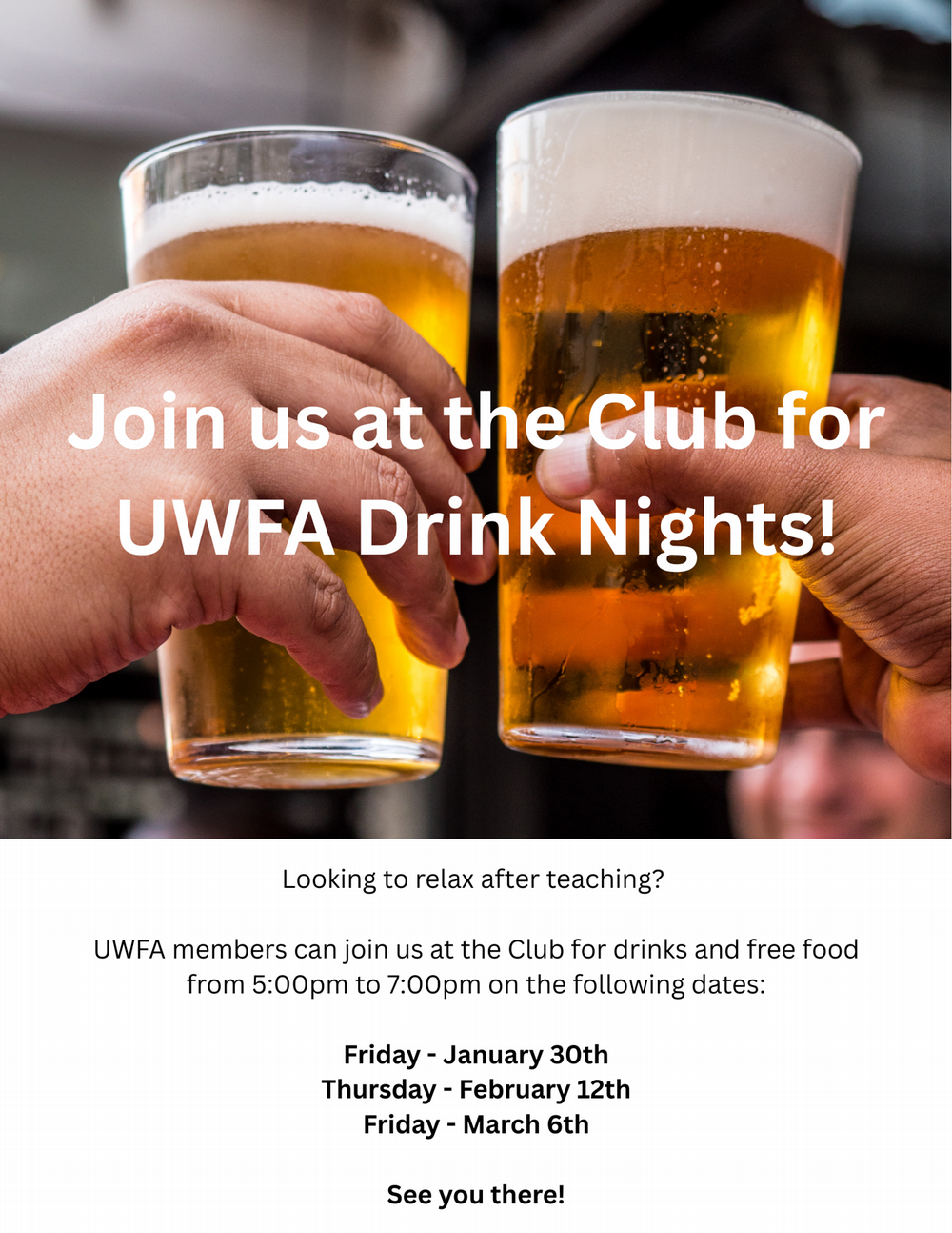 UWFA drink nights 2026