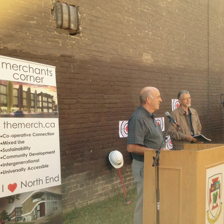 Elder Stan McKay speaks at the demolition ceremony