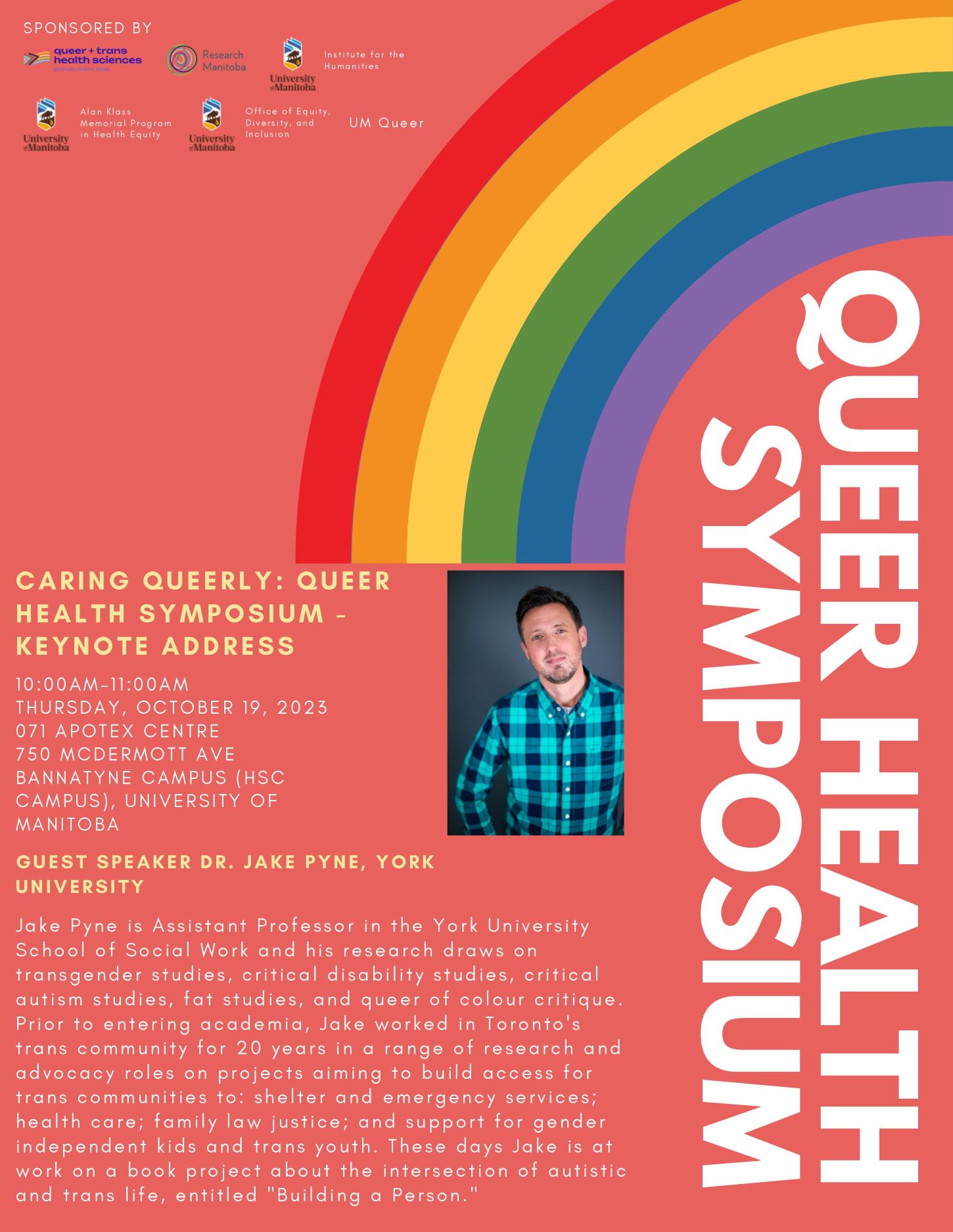Promo poster for Caring Queerly keynote, full text on webpage