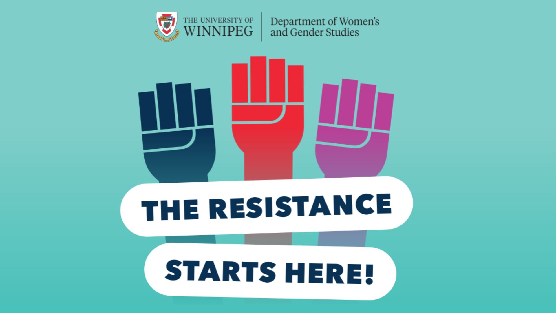 three cartoon fists in the air with "the resistance starts here" text