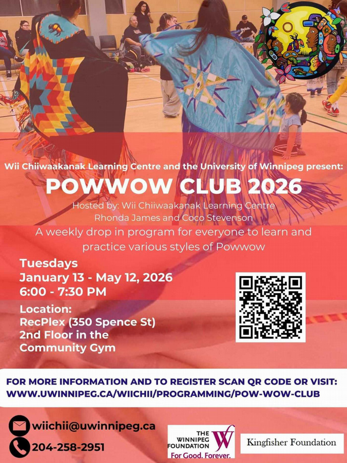 Poster for powwow club shows dates and time of program